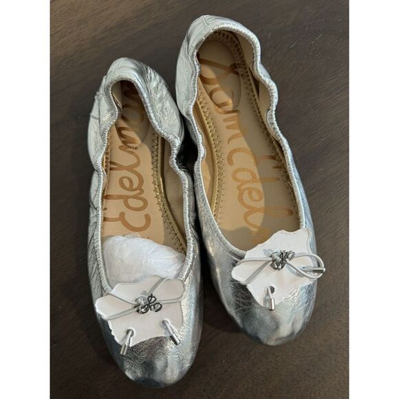 Sam Edelman Felicia Silver Metallic Leather Flats 6.5 Women’s - Picture 3 of 6